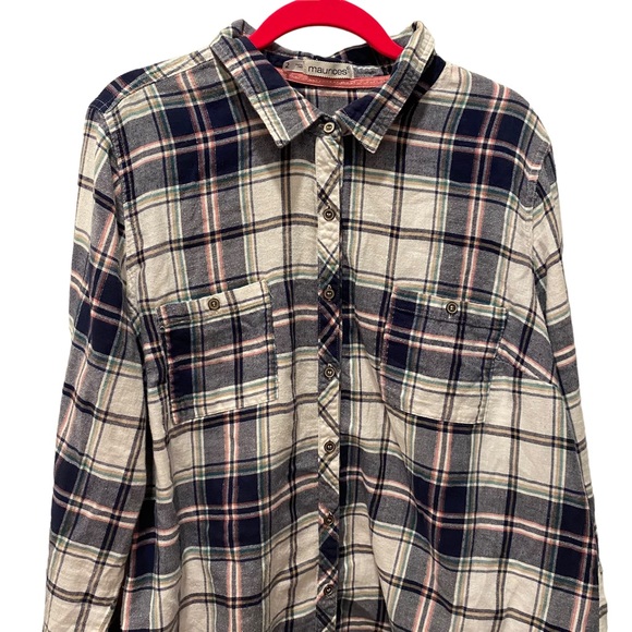 Maurices Plaid Cotton Long Sleeve Button Down with 3/4 Tab Sleeves - Picture 4 of 8